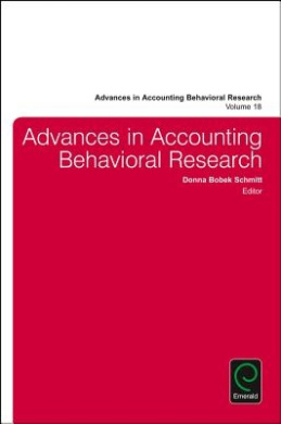 Advances in Accounting Behavioral Research (Advances in Accounting Behavioral Research) cover