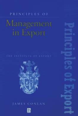 Principles of Management in Export (Institute of Export) cover
